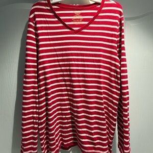 Faded Glory Red and White Striped Shirt